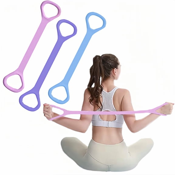 Kaleduo Figure 8 Resistance Band with Handles, Elastic Stretch Exercise Band for Arm Back Shoulder Training, Yoga Pilates Physical Therapy Stretching Home Workout Equipment