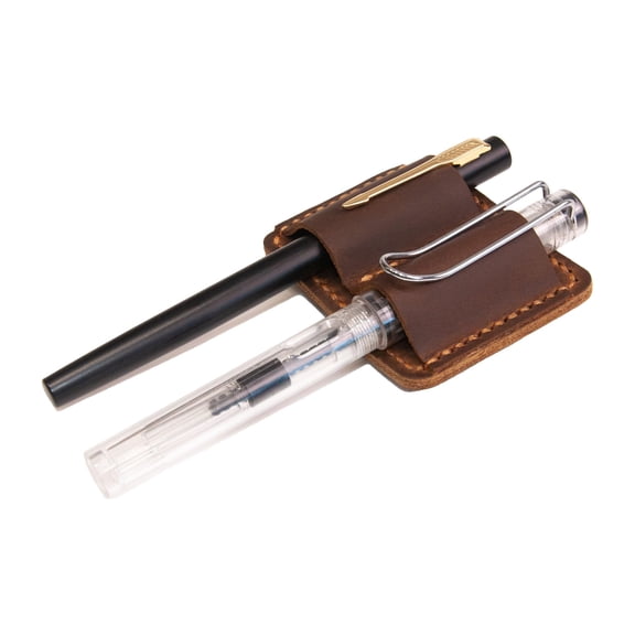 Kaleduo Handmade Leather Pen Holder Clip Notebook Pen Loop Stylish, notebook pen pencil holder clip and Practical Pen Organizer (Brown)