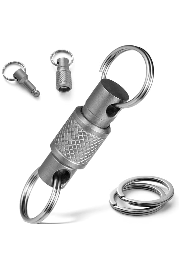 Titanium Quick Release Swivel Keychain, Heavy Duty Pull Apart Detachable Car Key Holder with Key Rings, Portable Double End Quick Disconnect Keychain