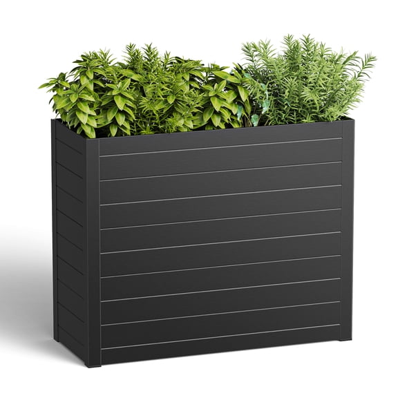 Kaleemen Outdoor Planter Box,Large Rectangular Metal Planter for Patio/Porch/Garden, Black