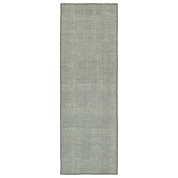 Kaleen 2' x 6' Gray Chevron Outdoor Rug