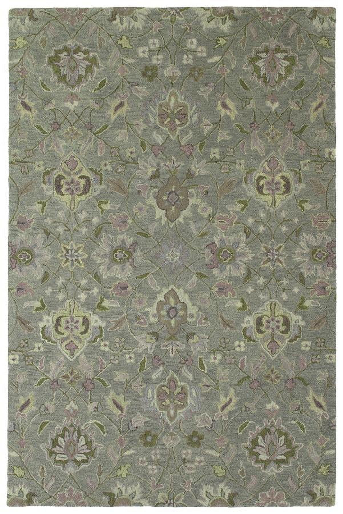 Gray Floral Motif Hand-Tufted Wool Area Rug