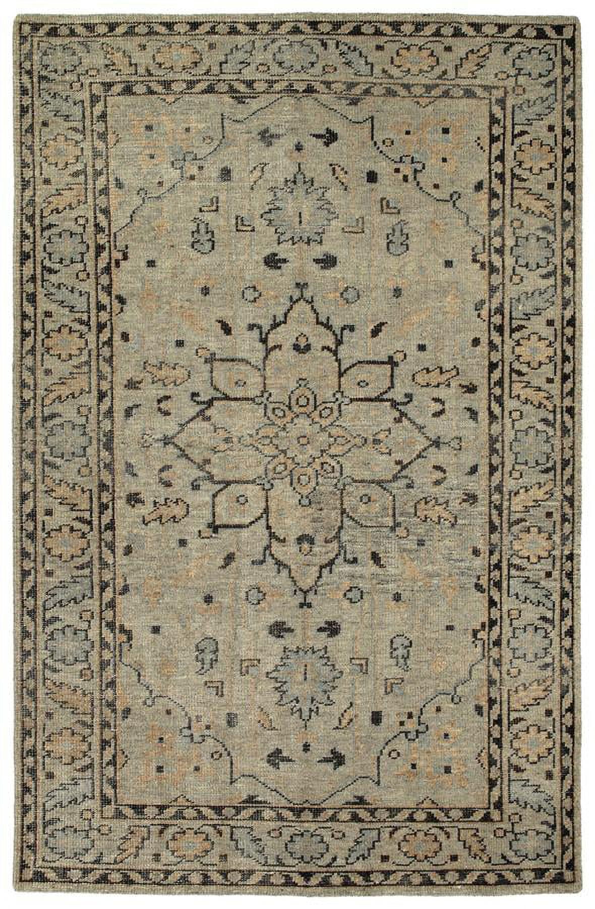 Herrera Pewter Green 36" x 24" Hand-Knotted Wool Rug