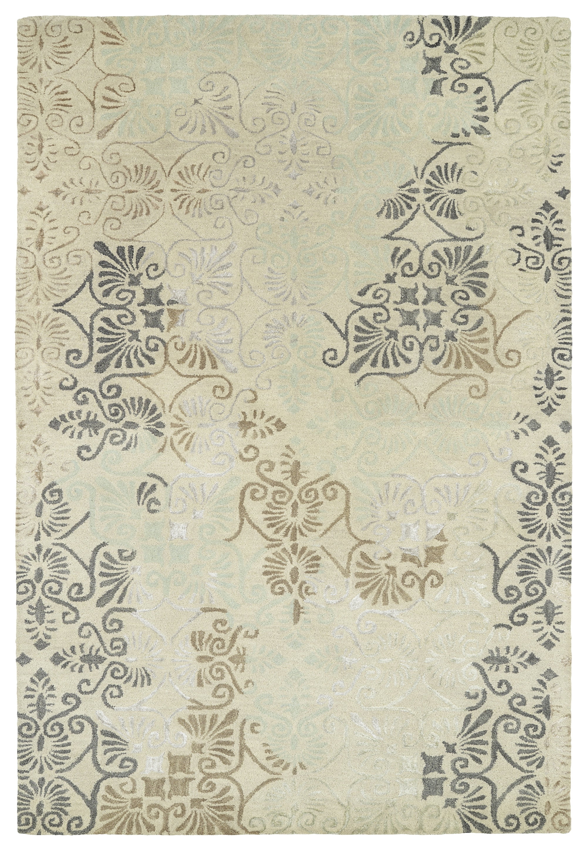 Mercery Beige and Gray Hand-Tufted Wool Rug 2' x 3'