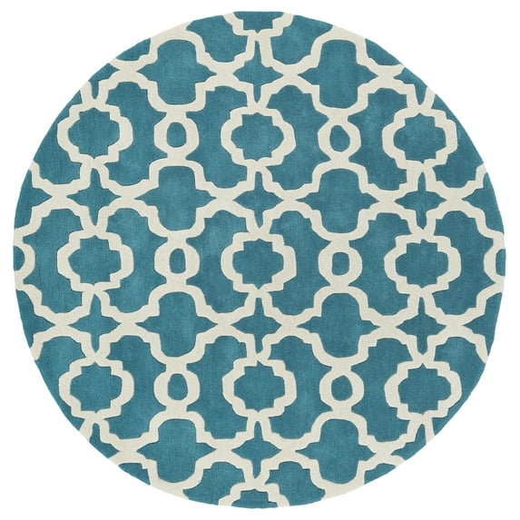 Kaleen Tara Round - Teal 7'9" x 7'9" 100% Wool Rug