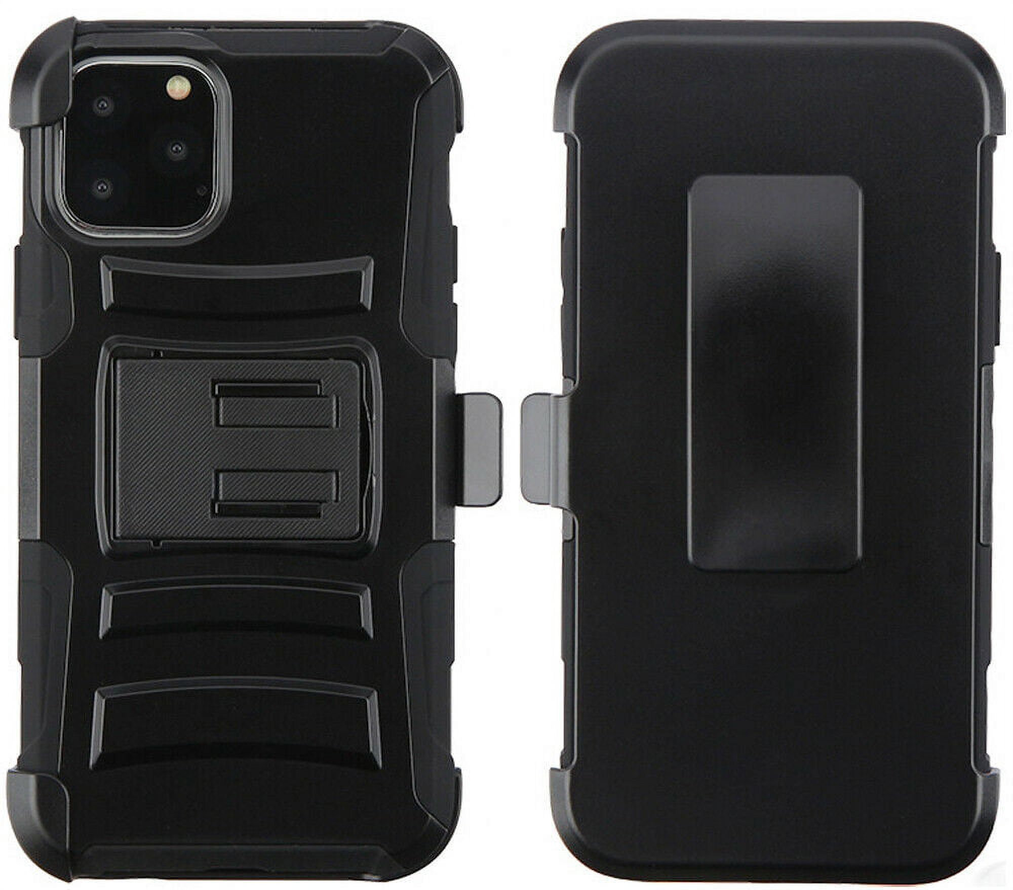 Kaleidio Case For Apple iPhone 11 Pro (5.8") [Dual Form] Rugged Holster [Swivel Belt Clip][Shockproof] Dual Layer Hybrid [Kickstand] Armor Cover w/ Overbrawn Prying Tool [Black/Black] - image 1 of 5
