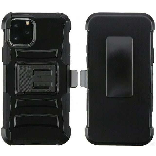 Kaleidio Case For Apple iPhone 11 Pro (5.8") [Dual Form] Rugged Holster [Swivel Belt Clip][Shockproof] Dual Layer Hybrid [Kickstand] Armor Cover w/ Overbrawn Prying Tool [Black/Black]