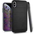 thumbnail image 1 of Kaleidio Case For Apple iPhone XS Max (6.5") [Vector Armor] Slim Fit Hybrid [Shockproof] Lightweight TPU 2-Piece Carbon Fiber Accent Cover w/ Overbrawn Prying Tool [Black/Black], 1 of 3