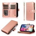 thumbnail image 1 of Kaleidio Case For Motorola Moto G Pure, Moto G Power (2022) [Luxury Wallet] PU Leather Flip [Card Slot][Foldable Stand Feature] Hybrid Zipper Cover [Rose Gold], 1 of 6