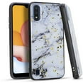 thumbnail image 1 of Kaleidio Case For Samsung Galaxy A01 [Impact Fusion] Drop Protection [Shockproof] Hybrid Slim Protector Cover w/ Overbrawn Prying Tool [White Marble Design], 1 of 2