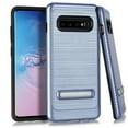 thumbnail image 1 of Kaleidio Case For Samsung Galaxy S10+ Plus [Vector Armor] Slim TPU [Shockproof] [Brushed Metallic] Hybrid Kickstand Carbon Fiber Accent Cover w/ Overbrawn Prying Tool [Blue/Black], 1 of 4