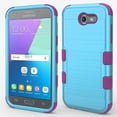 thumbnail image 1 of Kaleidio Case For Samsung Galaxy Sol 2 4G / J3 Mission / J3 Eclipse [Metallic TUFF] Rugged Armor 3-Piece [Shockproof] Dual Layer Hybrid Rubber Cover w/ Overbrawn Prying Tool [Light Blue/Purple], 1 of 6