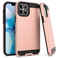 thumbnail image 1 of Kaleidio Case For iPhone 12 Pro Max (6.7") [Brushed Metal Texture] Hybrid 2-Piece Armor [Shockproof] Slim Cover [Rose Gold/Black], 1 of 4