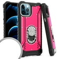 thumbnail image 1 of Kaleidio Case For iPhone 12 Pro Max (6.7") [Metal Jacket] Impact Protection [Diamond Studs Ring Stand] Protector Armor Cover [Pink/Black], 1 of 2