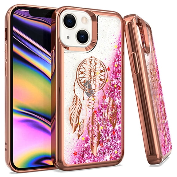 Kaleidio Case For iPhone 13 (6.1") [Quicksand Glitter] TPU Gel Slim Hybrid Skin Cover [Liquid Rose Gold Dreamcatcher]