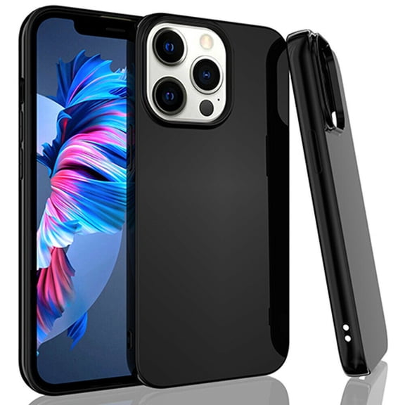 Kaleidio Case For iPhone 13 Pro (6.1") [Wrap] Flexible See-Thru TPU Gel Slim Fit Skin Cover [Black]