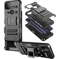 thumbnail image 1 of Kaleidio Case for T-Mobile REVVL 5G [Dual Form] Rugged Holster [Belt Clip][Shockproof] Dual Layer Rubberized Armor Kickstand Cover [Black/Black], 1 of 5