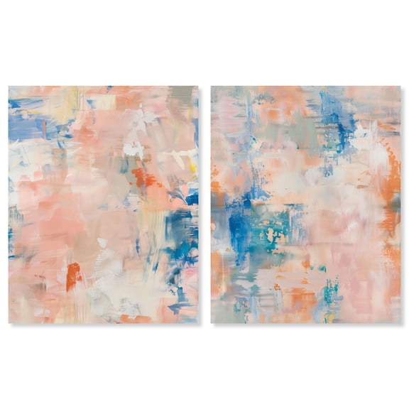 Kaleido Vortex Duo Canvas Print Abstract Wall Art Set by Art Remedy, Gallery Wrapped, 36 x 45