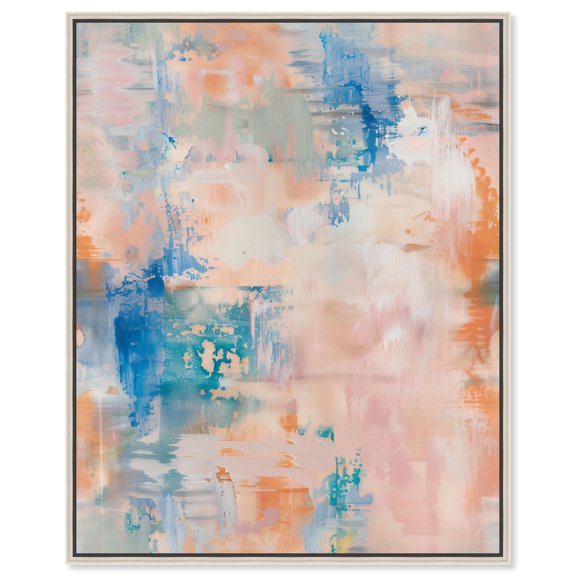 Kaleido Vortex I Canvas Colorful Abstract by Art Remedy, Silver Frame, 36 x 45