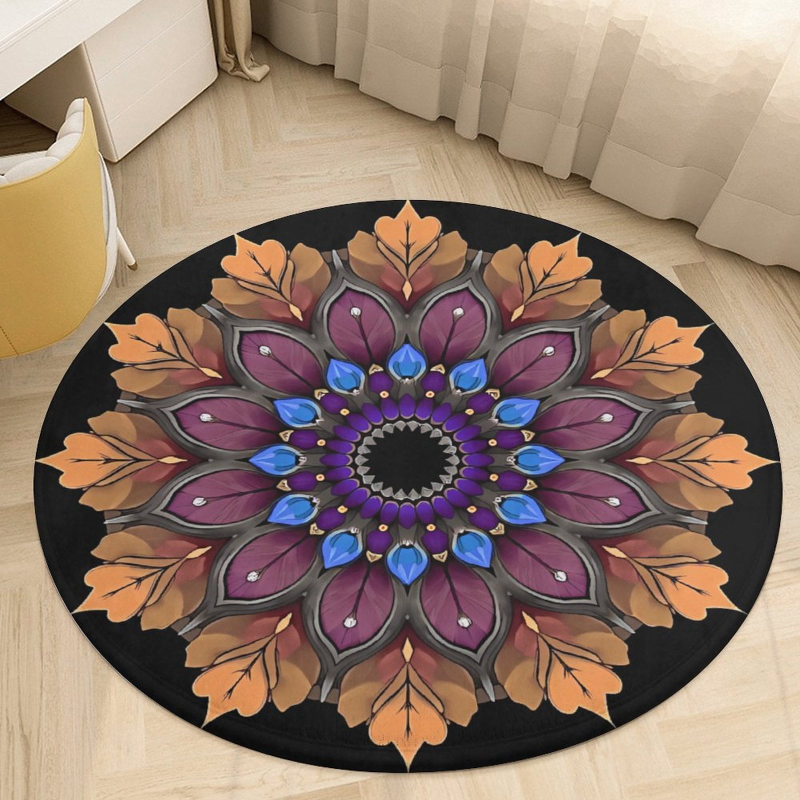 A Kaleidoscope of Autumn Leaves And Gemstones Arranged in A Circular ...