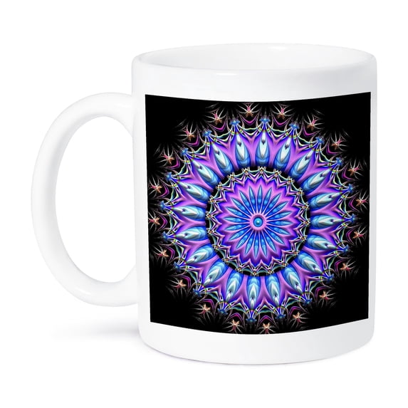 3dRose, Kaleidoscope Circle, Purple, Blue, Prism, 11oz Mug