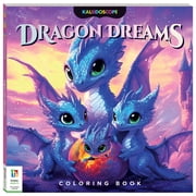 Kaleidoscope Coloring Book - Dragon Dreams - 96 Pages, 48 Fantasy & Magical Kingdom Illustrations, Square Format, Blank Pages To Create Art, Kids 8+