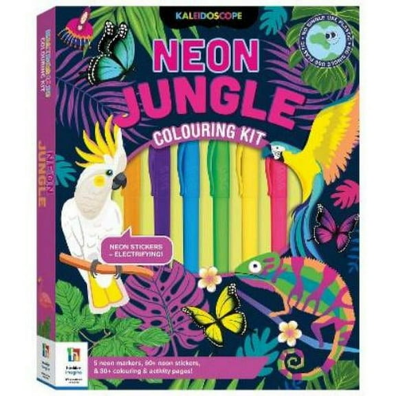 Kaleidoscope Colouring Kit Neon Jungle Hinkler Pty Ltd (Mixed Media Product)