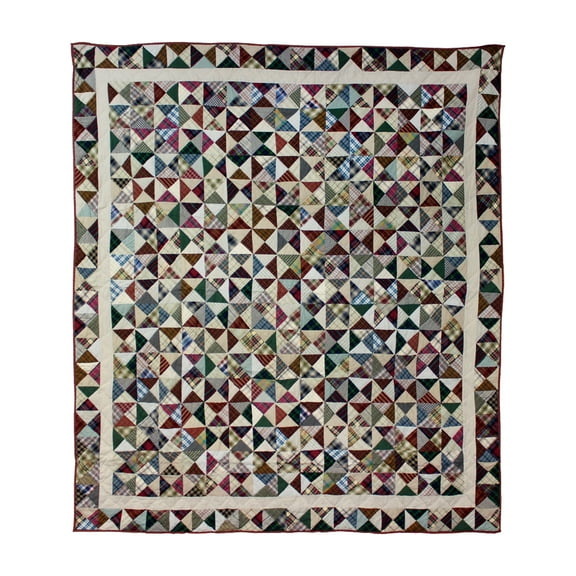 Kaleidoscope, Hand cut and Patchwork cotton fabric blocks,handmade quilt - King