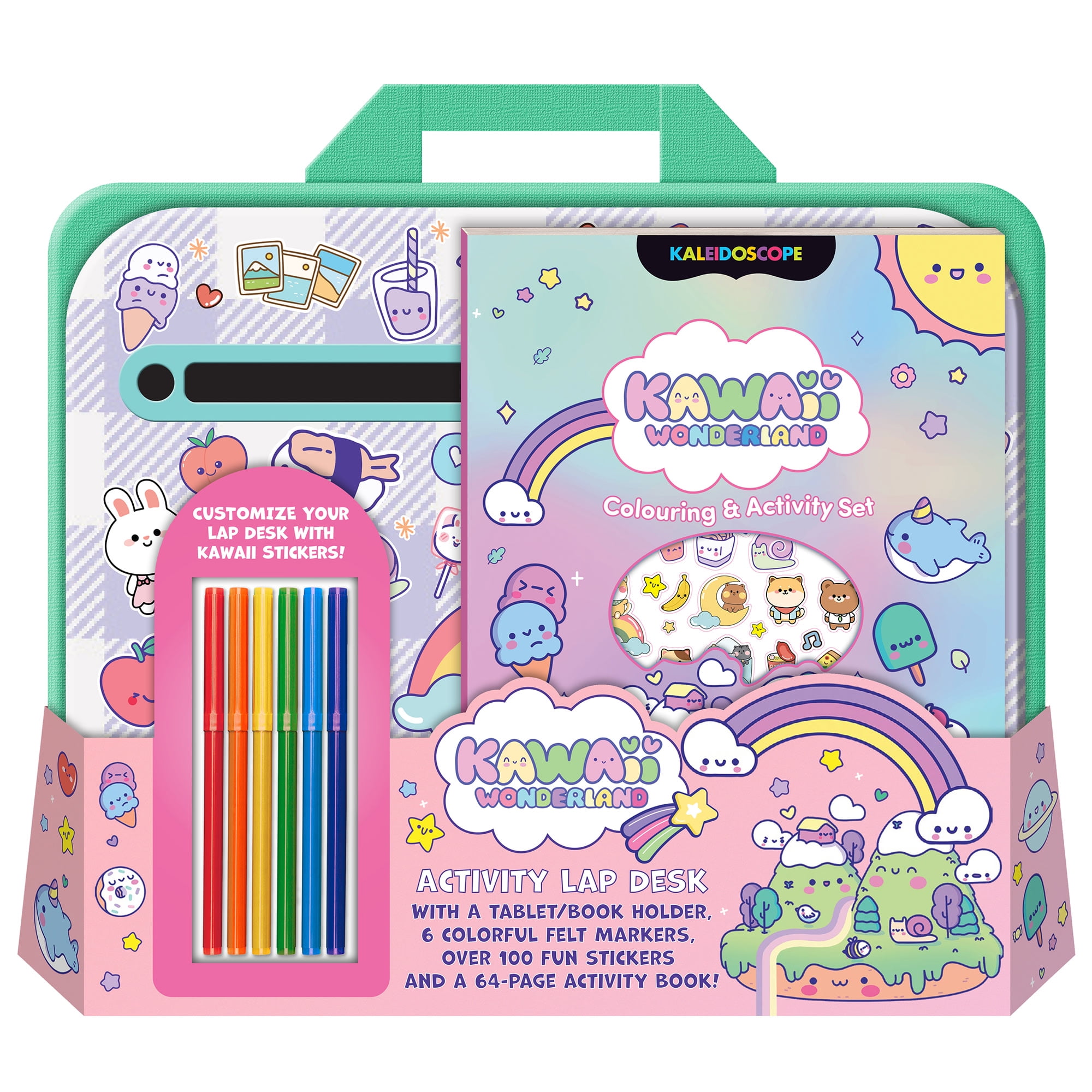 Kawaii Kaleidoscope Girls Coloring Kit with Scented Gel Pens and Bonus  Stickers