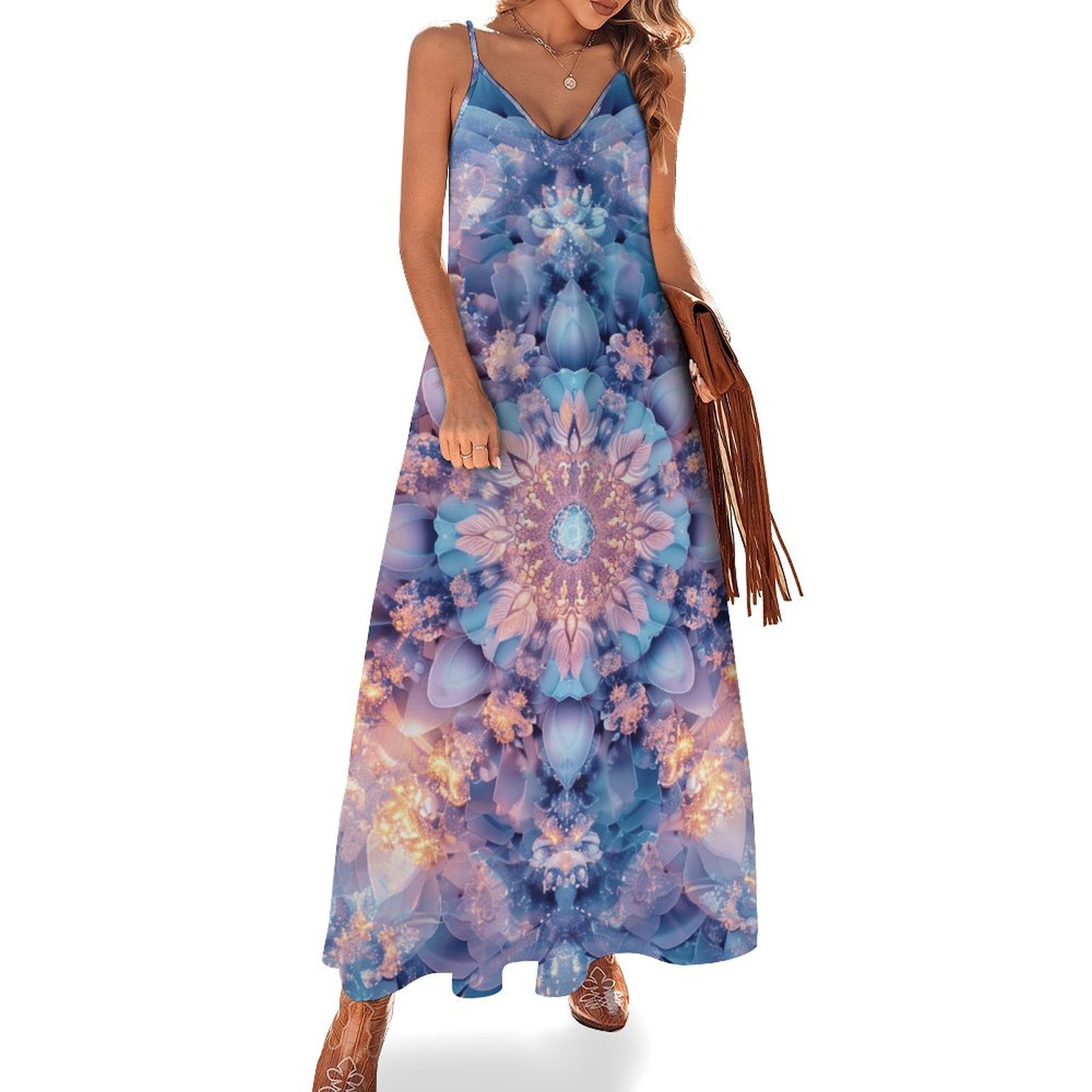 Kaleidoscope Mandala Colorful Floral Boho Design Sleeveless Dress Woman  Fashion Long Dresses Women's Summer Suit Dress 2025 - Walmart.com