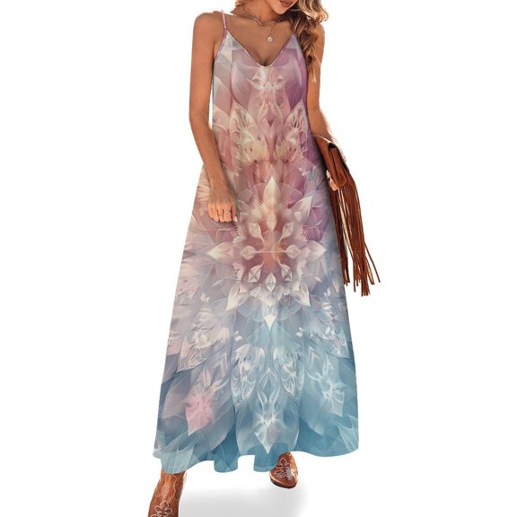 Kaleidoscope Mandala Colorful Floral Boho Design Sleeveless Dress Woman Fashion Long Dresses Women's Summer Suit Dress 2025
