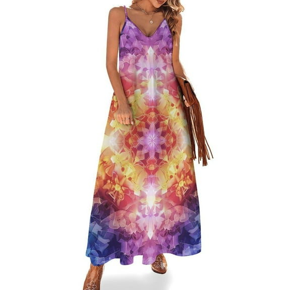 Kaleidoscope Mandala Colorful Floral Boho Design Sleeveless Dress Woman Fashion Long Dresses Women's Summer Suit Dress 2025