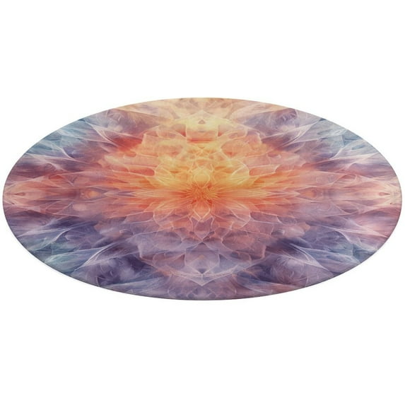 Kaleidoscope Mandala Colorful Floral Boho Floral Medallion Round Rug - Small Round Area Rug, Soft Non-Slip Machine Washable Bedroom Mat Indoor Accent Entry Carpet for Office Desk Dorm Hallway