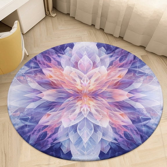 Kaleidoscope Mandala Colorful Floral Boho Floral Medallion Round Rug - Small Round Area Rug, Soft Non-Slip Machine Washable Bedroom Mat Indoor Accent Entry Carpet for Office Desk Dorm Hallway