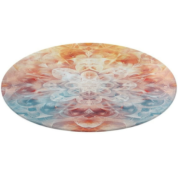 Kaleidoscope Mandala Colorful Floral Boho Floral Medallion Round Rug - Small Round Area Rug, Soft Non-Slip Machine Washable Bedroom Mat Indoor Accent Entry Carpet for Office Desk Dorm Hallway