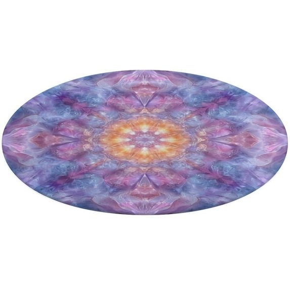 Kaleidoscope Mandala Colorful Floral Boho Round Rugs -Washable Non-Slip Small Round Area Rug Throw Soft Circle Rugs for Bedroom, Modern Print Indoor Carpet for Entryway Sofa Living Room