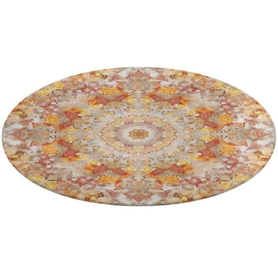 Kaleidoscope Mandala Colorful Floral Boho Round Rugs -Washable Non-Slip Small Round Area Rug Throw Soft Circle Rugs for Bedroom, Modern Print Indoor Carpet for Entryway Sofa Living Room