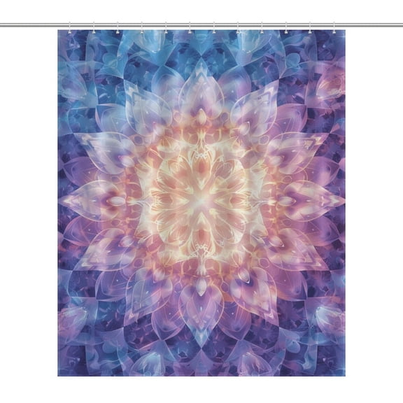 Kaleidoscope Mandala Colorful Floral Boho Shower Curtain for Bathroom with 12Hooks, Polyester Fabric Thick Shower Curtain Washable Waterproof Curtain