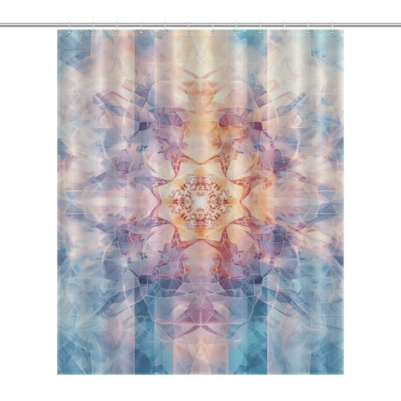 Kaleidoscope Mandala Colorful Floral Boho Shower Curtain for Bathroom with 12Hooks, Polyester Fabric Thick Shower Curtain Washable Waterproof Curtain