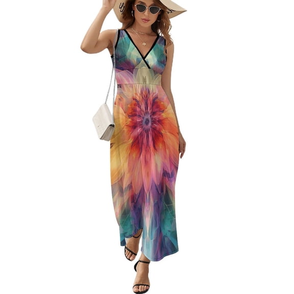 Kaleidoscope Mandala Colorful Floral Boho Sleeveless Dress Female Clothing Dress Women Summer 2025 Dress