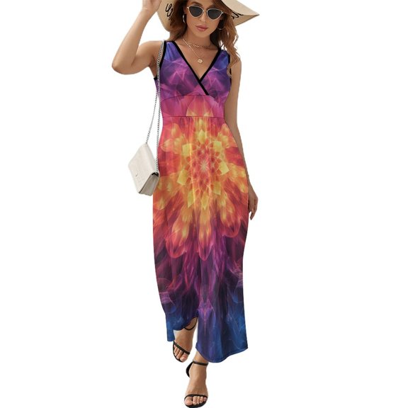 Kaleidoscope Mandala Colorful Floral Boho Sleeveless Dress Female Clothing Dress Women Summer 2025 Dress