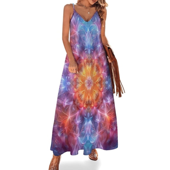 Kaleidoscope Mandala Colorful Floral Boho Sleeveless Dress Woman Fashion Long Dresses Women's Summer Suit Dress Summer 2025 Women