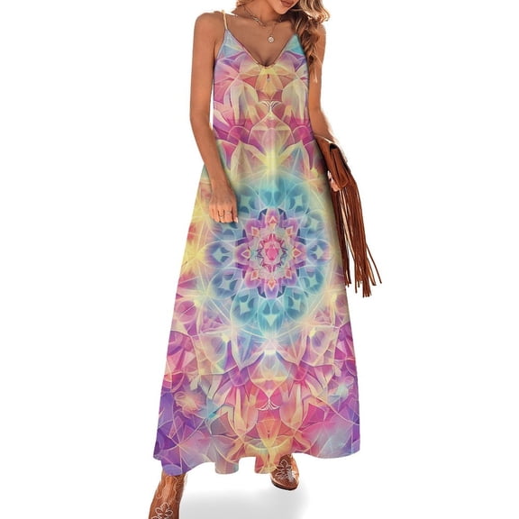 Kaleidoscope Mandala Colorful Floral Boho Sleeveless Dress Woman Fashion Long Dresses Women's Summer Suit Dress Summer 2025 Women