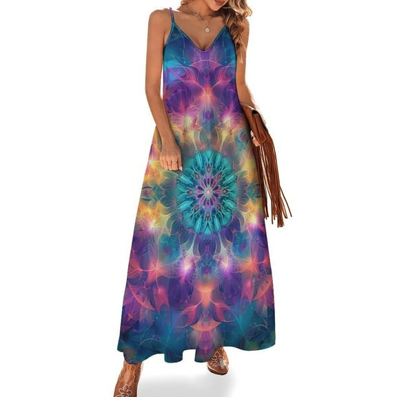 Kaleidoscope Mandala Colorful Floral Boho Sleeveless Dress Women's Luxury Party Dress Birthday Dresses for Women