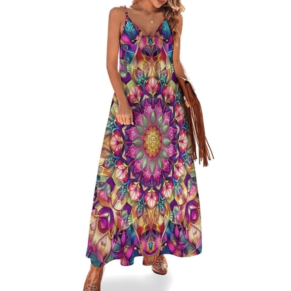 Kaleidoscope Mandala Colorful Floral Boho Sleeveless Dress Women's Luxury Party Dress Birthday Dresses for Women