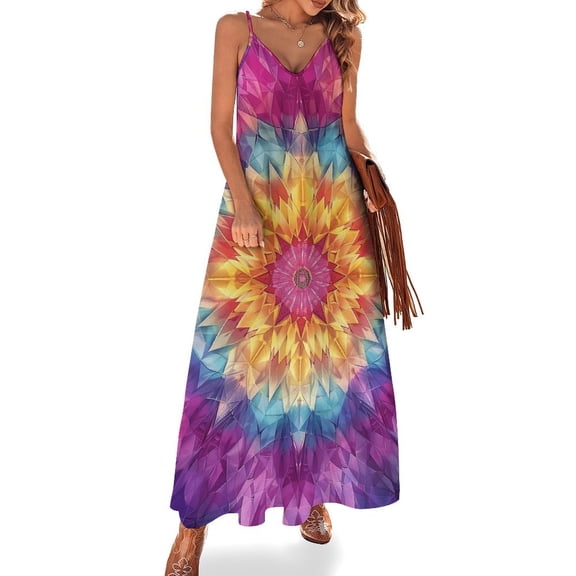 Kaleidoscope Mandala Colorful Floral Boho Sleeveless Dress for Women Clothing Female Women's Summer Skirt