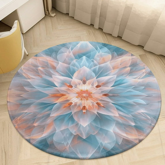 Kaleidoscope Mandala Colorful Floral Boho Washable Round Rug -Circle Area Rugs for Nursery Bedroom, Vintage Non Slip Non Shedding Low Pile Carpet for Living Room Coffee Table Entryway