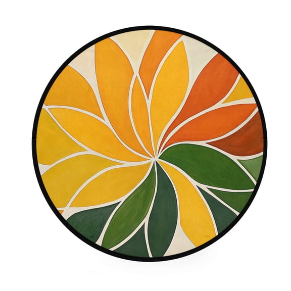 Kaleidoscope Pattern Memory Foam Bath Mat 36" Absorbent Rug with Non Slip Base and 4 Bonus Pads