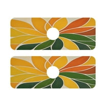 Kaleidoscope Pattern Quick Dry Silicone Algae Faucet Pad 14.7x5.4in 2 Pack Absorbent Mat for Kitchen Sink, Bathroom Countertop