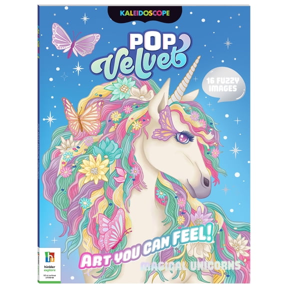 Kaleidoscope: Pop Velvet - Magical Unicorns - Creative Coloring, 32 Pages of Texture Accented Mythical Designs, Perforated Sheets, Kids-Teens-Adults